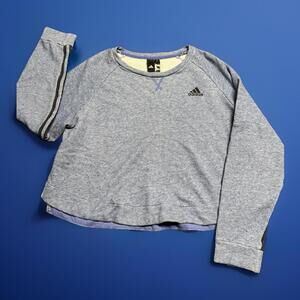 Blue Adidas Crop Split Side‎ Sweater 3 Stripe  Sz M